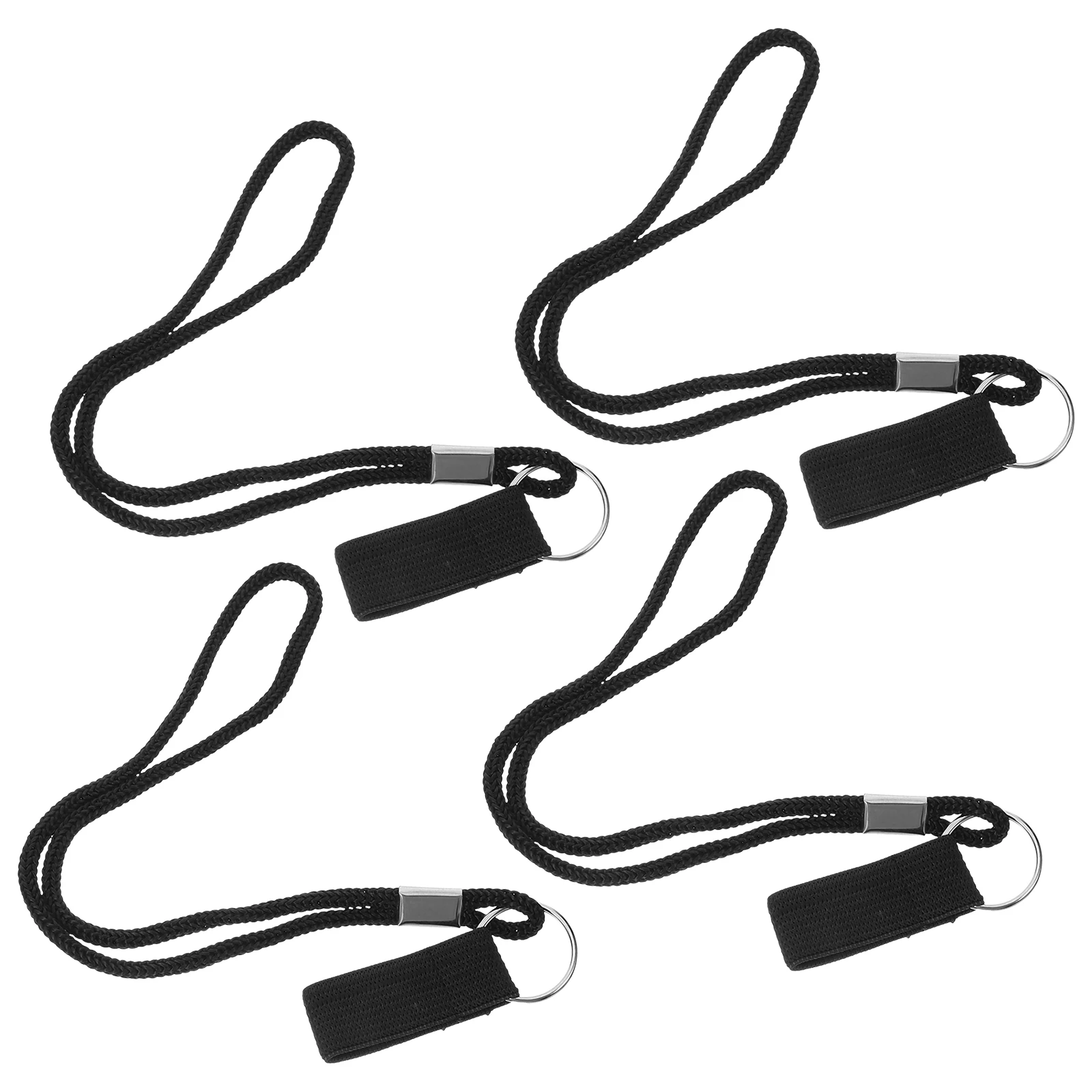 

4pcs Anti-lost Walking Stick Wrist Straps Black Lanyard for Elderly Hiking Canes Comfortable Polyester Reusable Cane Holders