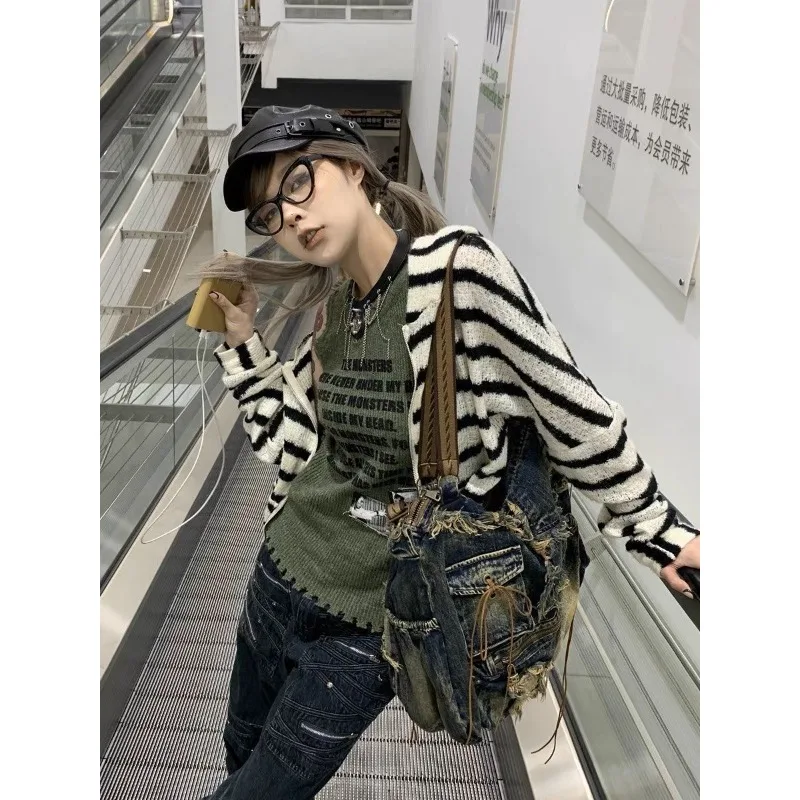 

Korean Version Lazy Style Striped Hooded Sweater Women's Autumn and Winter New Loose and Versatile Street Style Pullover Top