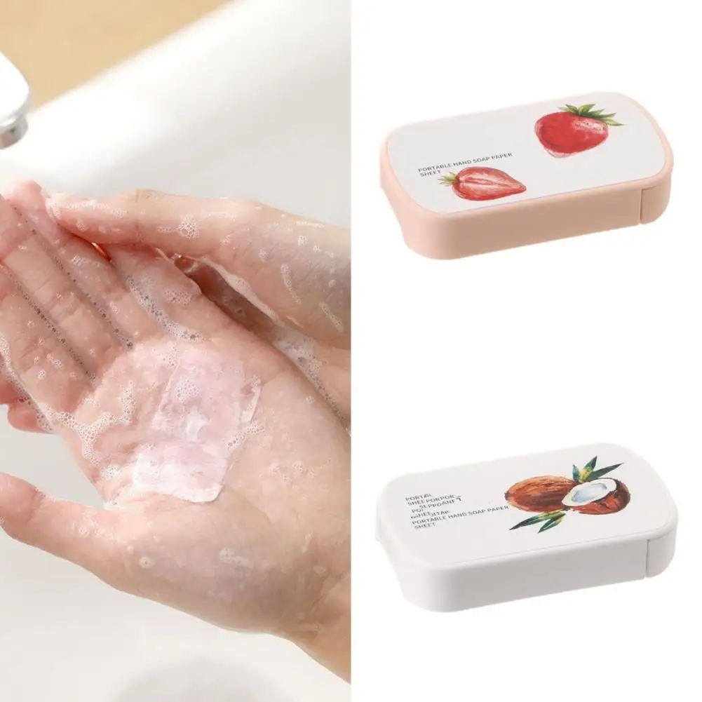 Portable Mini Strawberry Paper Soap Disposable Hand Washing Scented Soap Papers Hand Care Cleaning Soaps Bath Travel Supplies