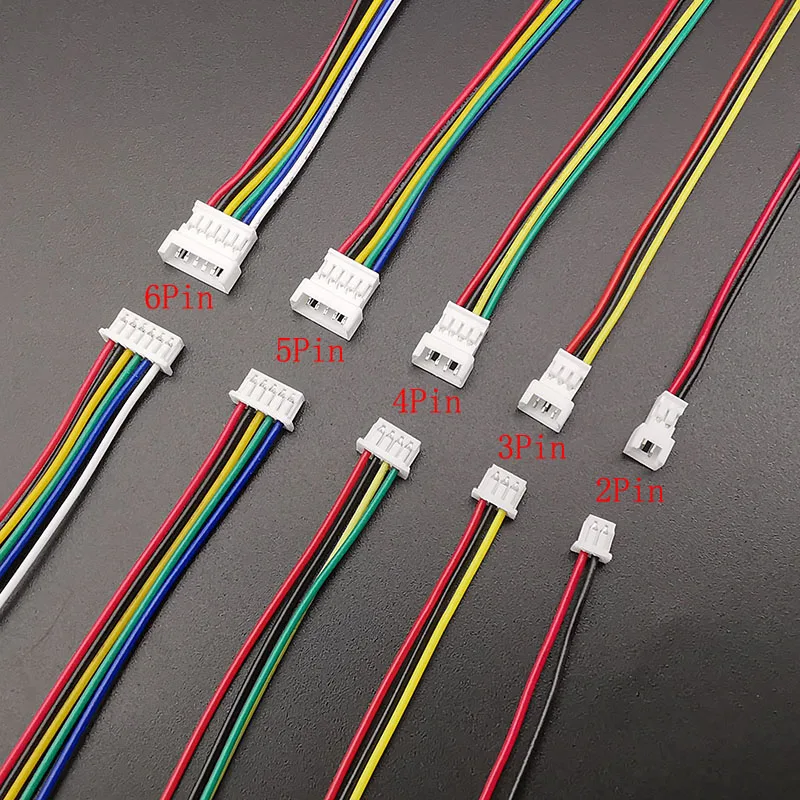 

100 Pairs Mini Small Micro JST 1.25mm Pitch 2/3/4/5/6 Pin Male Plug and Female Socket Connector with Wire Cable 28AWG 150MM