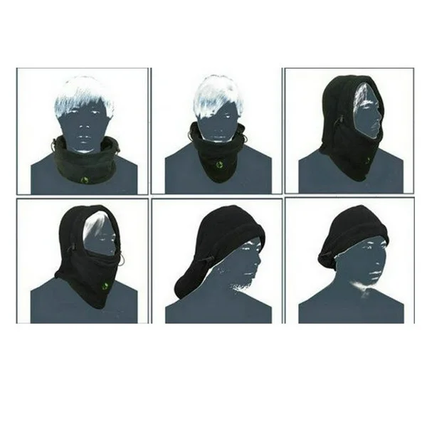 Cappello caldo antivento Passamontagna in pile polare Scaldacollo per sci Ciclismo Motore Sciarpa invernale Cappuccio Camp nero unisex