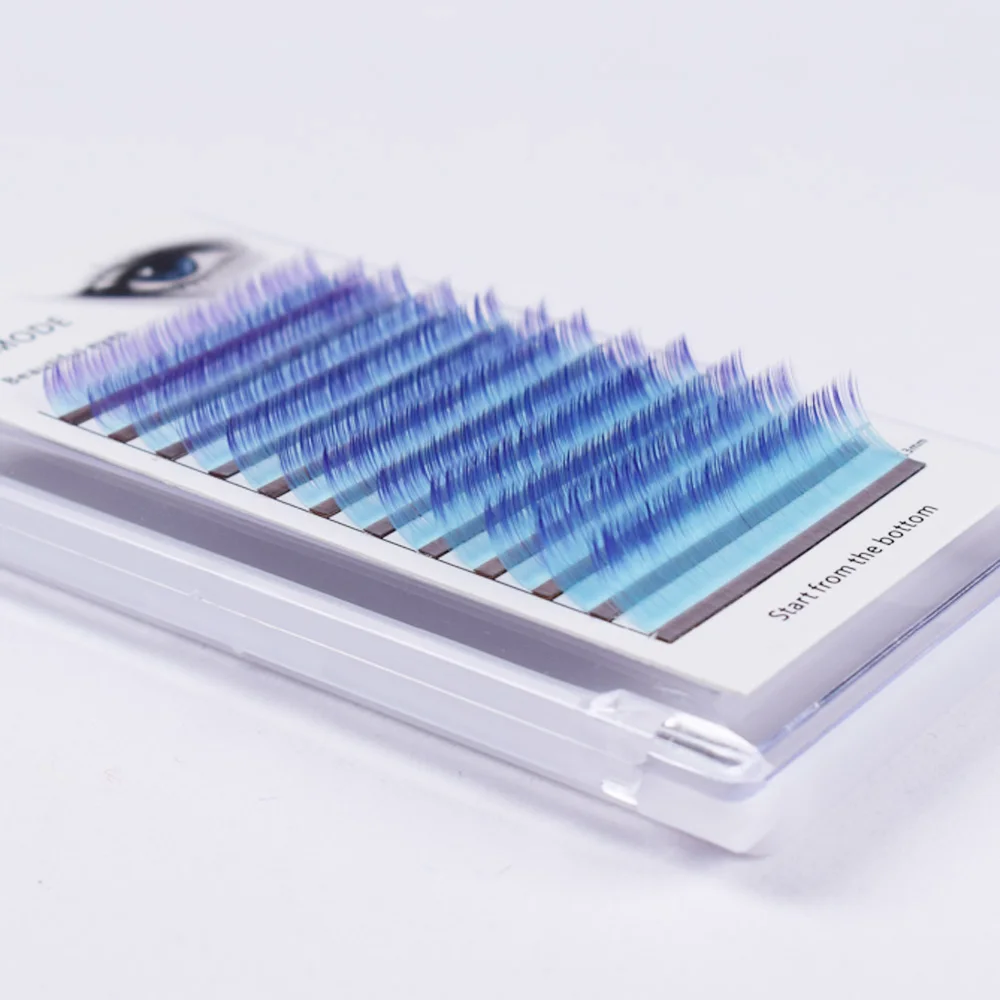 Brand C/D curl Gradient purple blue green white false lashes eyelash individual colored lashes Faux eyelash extensions