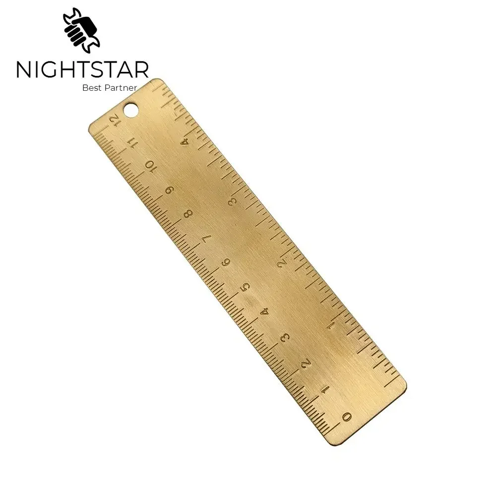 12cm Brass Ruler Metal Copper Bookmark Straight Ruler for Traveler Notebook School Office Tool In Inch/cm Vintage