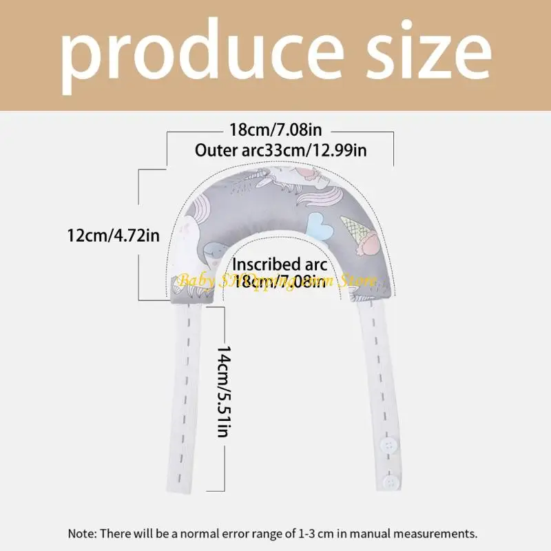 غطاء قابل للإزالة 23GD وسادة للرضع بنمط كرتوني من القطن على شكل أهلة لدعم الرقبة من القماش المسامي، فراش نوم آمن
