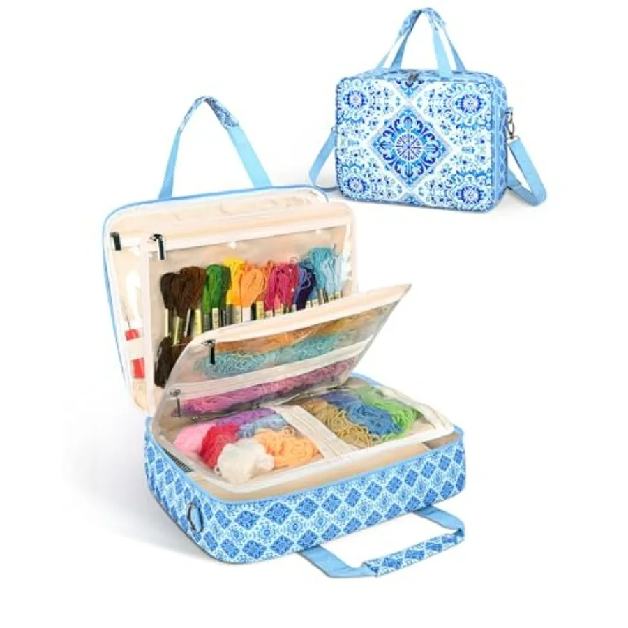 

Sewing Supply Storage Bag with Removable Binder, Large Capacity Sewing Organizer Tote With Multi Pocket for Threads, Needles, S