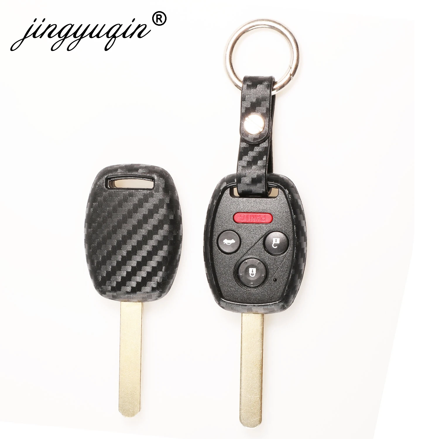 jingyuqin Carbon Fiber Silicone Car Remote key Case Fob For HONDA Accord Civic CRV Pilot Fit 2 3 4 Button Key Cover Holder