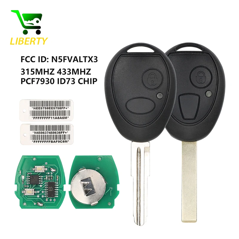 

Liberty 2 Button Smart Remote Car Key for BMW Mini Cooper/MG7/Land Rover Discovery 1999-2004 PCF7931AS Chip 315/433Mhz N5FVALTX3