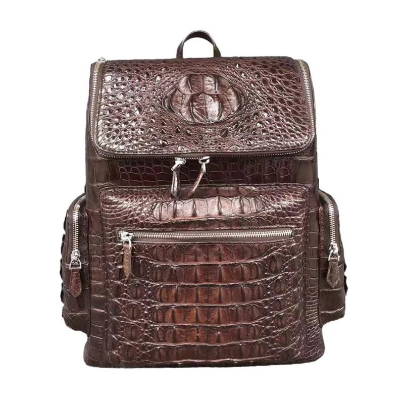 

New Crocodile Skull Casual Backbone School Bags Teenagers Backpack Leather Backpack Bone Skin Travel Men's Bag Male Backpacks