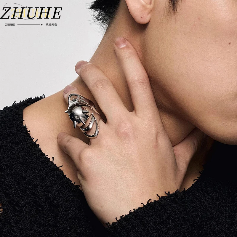 

Creative Orb Spiked Ring - Modern Jewelry Accessories for Men Women, Unique Finger Ornament, Ideal Cosplay Jewelry for Themed Ev