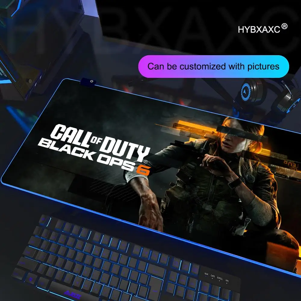 ゲームコールオブD-デューティブラックオプス6 SマウスパッドRGB LEDライト滑り止めラバーベース防水オフィスPCホームベストプライスデスクマット