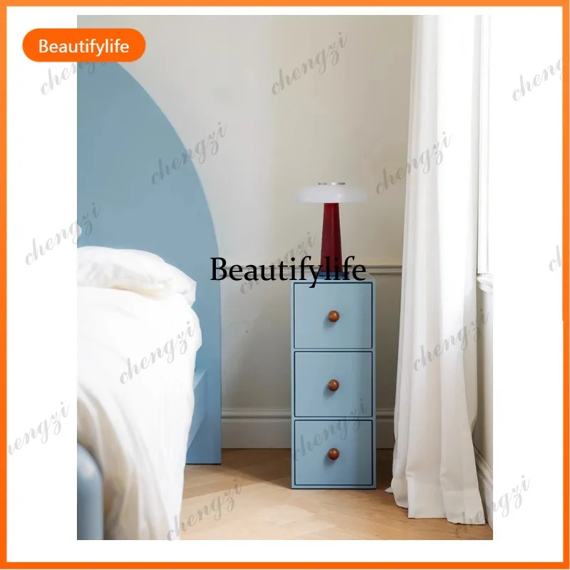 10 Bauhaus very narrow bedside table office bedroom small apartment exquisite small large capacity storage bedside table