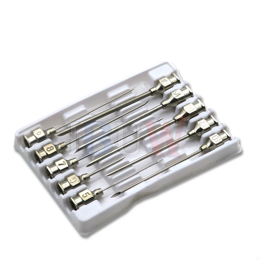 10PCS Stainless Steel Metal Needle for Farm Animals Livestock Poultry Paste Adhesive Glue Liquid Dispensing Syringe Needle