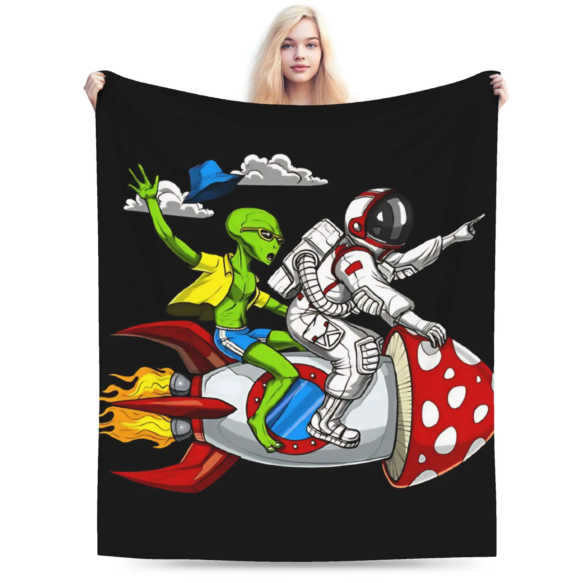 Space Psychonauts Trip  Gift Blanket For Men Women Cozy Soft  Throw Blankets for Bed 50x60 Inches Multi-size