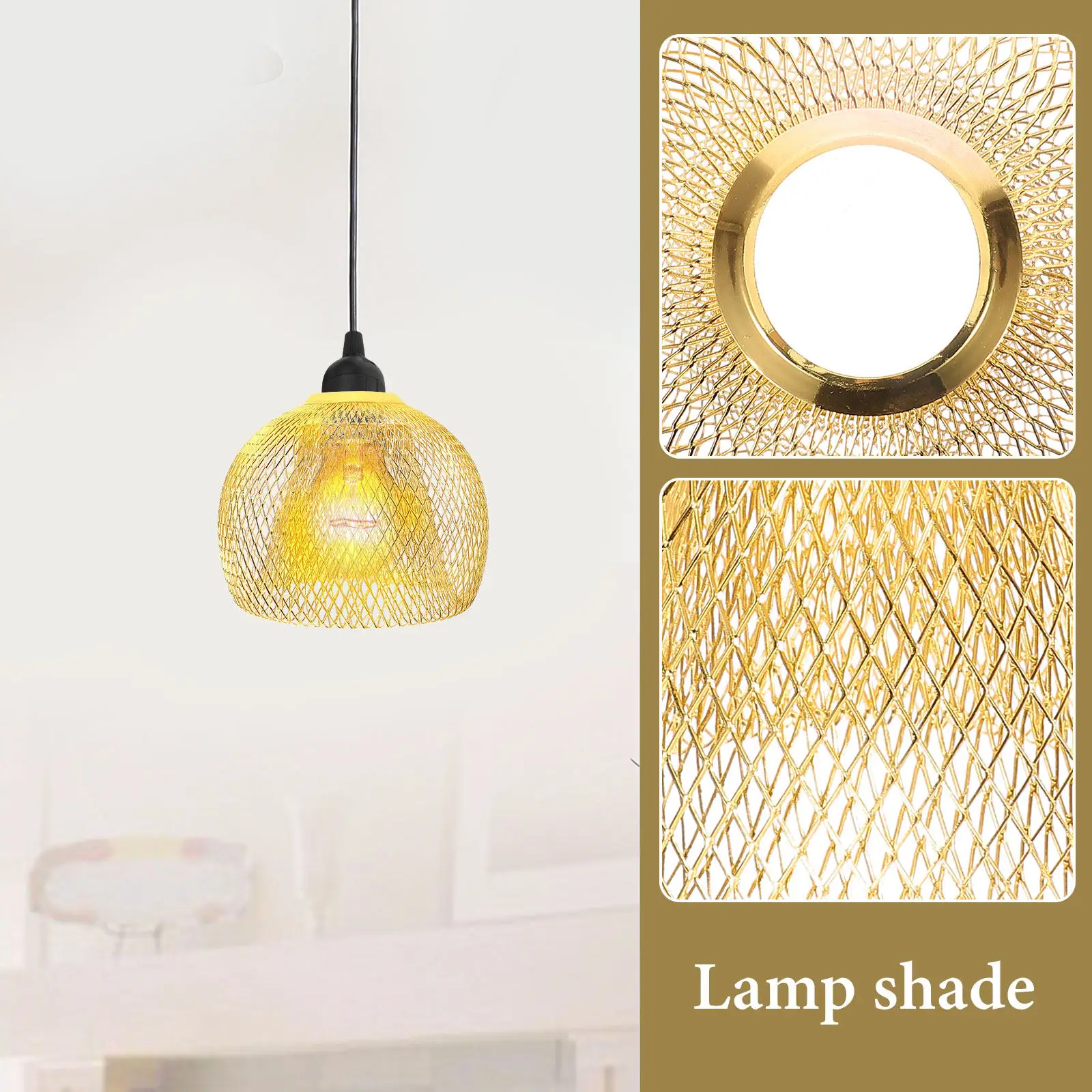 

Pendant Lamp Shade Household Metal Hanging Lampshade Hollow Out Retro Ceiling Light Cover Wire Mesh Light Shade Decorative Lamp