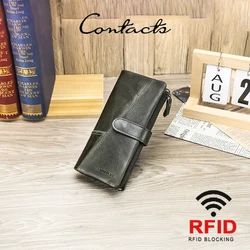 CONTACT'S Portafoglio in vera pelle da donna Portafogli da donna lunghi alla moda Porta carte Borsa da donna Portamonete con cerniera Portafoglio da donna