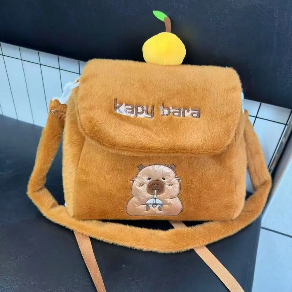 Orangefarbener Capybara-Plüsch-Rucksack, gefüllt, große Kapazität, Schultern, Dual-Use-Rucksack, Ins-Kollektion, Capibala Anime-Umhängetasche
