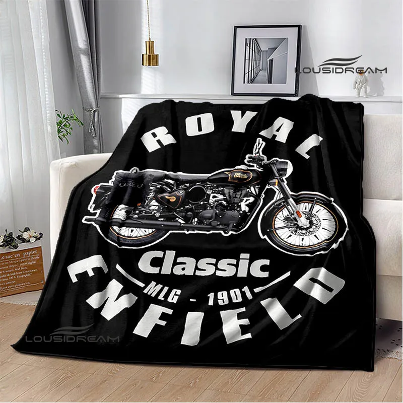 R-ROYAL ENFIELD motorcycle logo Printed Blanket Warm Blanket Flannel Soft Comfortable Blanket Home Travel Blanket Birthday Gift