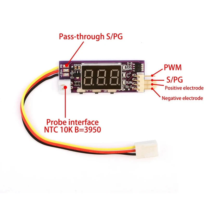 DC 12V 4 Wire PWM Fan Temperature Control Governor Temperature Speed Digital Display Support 3A Fan On/Off Control, Durable