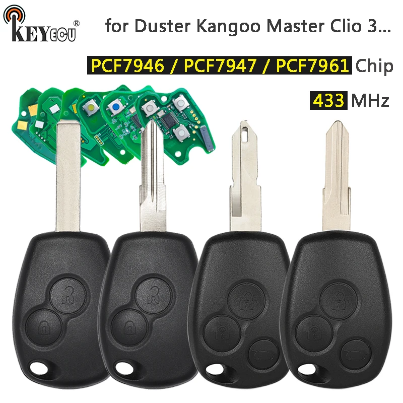 

KEYECU 433MHz PCF7946 PCF7947 PCF7961 Chip Remote Key Fob for Renault Duster Kangoo Master Modus Twingo Clio 3 VC102 NE72 VA2