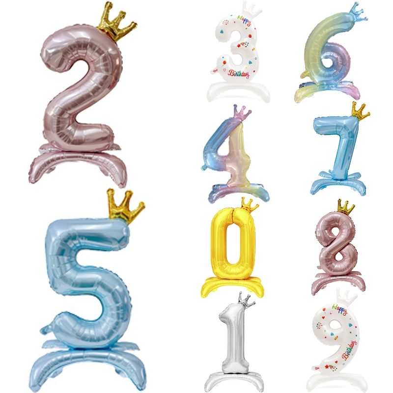 32 pollici 0-9 Numero Palloncini Foil Oro Blu Argento Scolorimento Digitale Baby Shower Forniture Palloncini per bambini Decorazione festa di