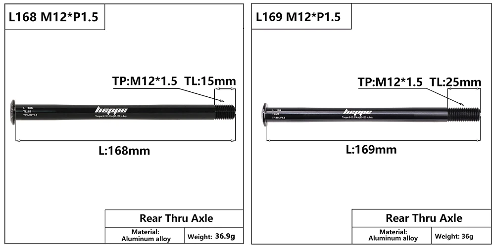 HEPPE MTB Rennrad Steckachse Vorderradgabel Welle Spieße Hinterradnabe Steckachse 12x142/148 12x100/110 Fahrrad Barrel Achse M12xP1,0/1,5 – Detail 13