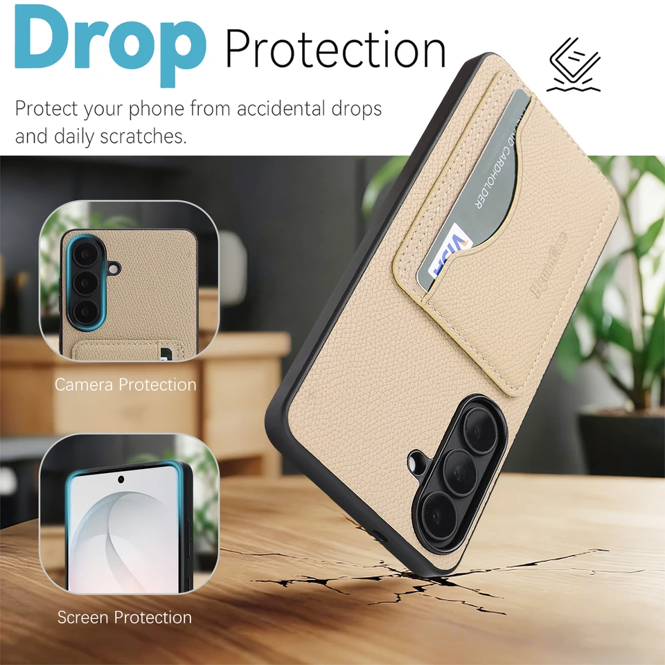 Funda de piel de PU con porta tarjetas para Samsung A57 A56 A55 A37 A36 A35 A27 A26 A17 A07 A06, diseño duradero 5