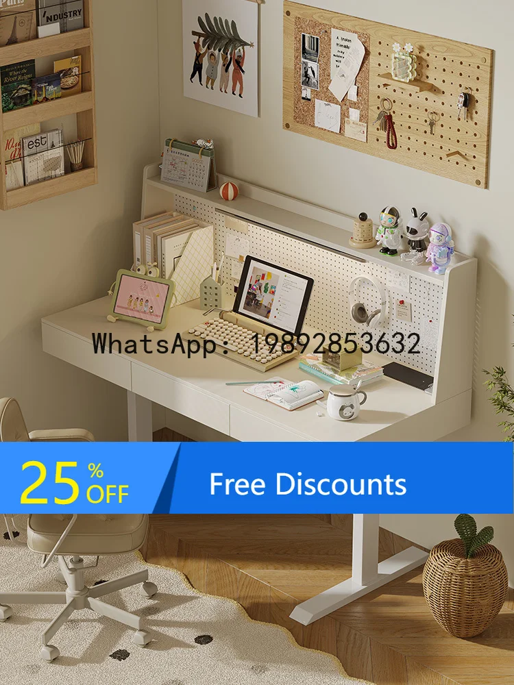 

LYY Smart Electric Height Adjustable Study Desk with Drawers, Home Office Computer Desk with Pegboard Storage Rack, Workstation