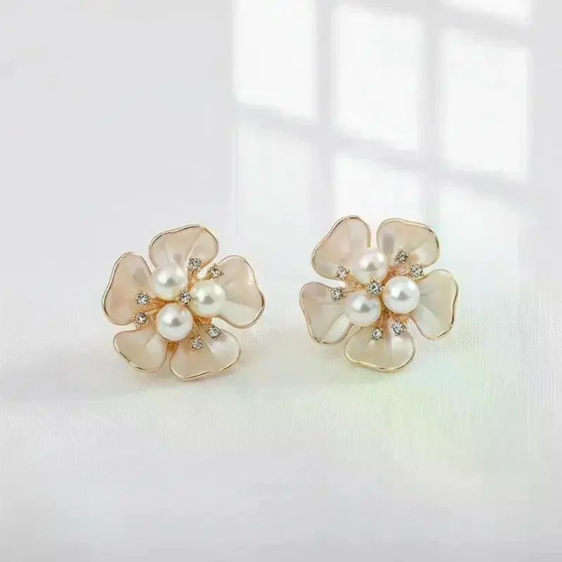 1/2/5Pcs Button Cover Decorative Clip Floral Rhinestone Pearl Shirts Dresses Easy Installation Fashion Accessory Gift No Fall