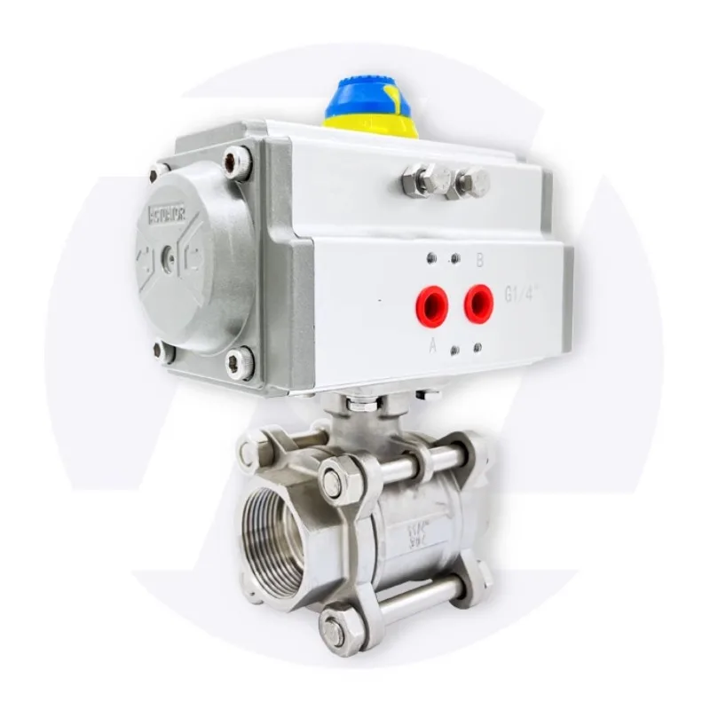 

Stainless steel pneumatic ball valve 304 internal thread high-temperature threaded pneumatic three piece ball valve actuator