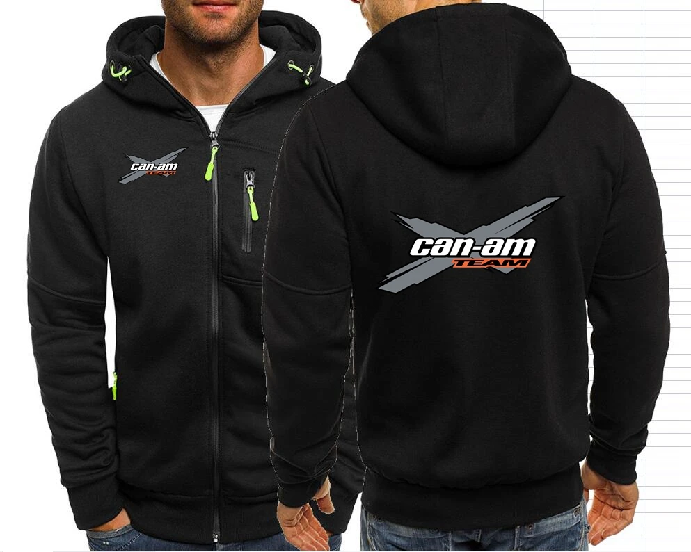 Can Am Off Road Brp Atv Commander Utv Outlander Men\'s Jackets Hooded Coats Casual Zipper Sweatshirts Male Men Clothing Outerwear