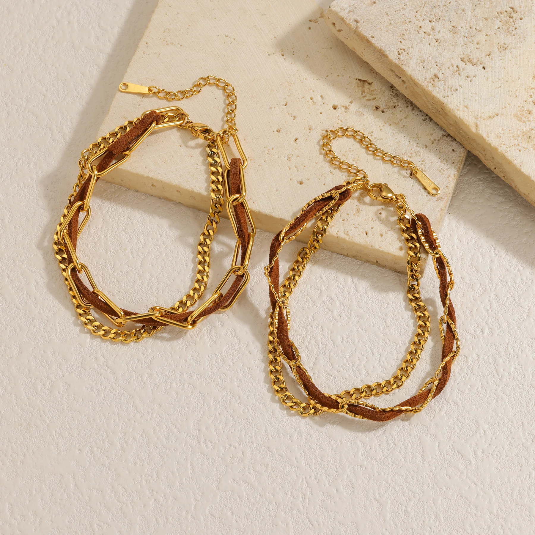 Atoztide موضة بسيطة حبل بني سوار للنساء الفولاذ المقاوم للصدأ متعددة نمط الكرز الشمس ستار سحر سوار مجوهرات هدية