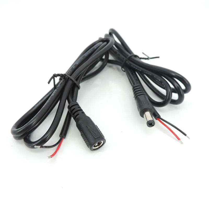 1m 20 AWG 5A 2 wire DC male Female Power supply Pigtail extend Cable 5.5x2.1mm Jack Cord Connector For CCTV Camera Moniter p1