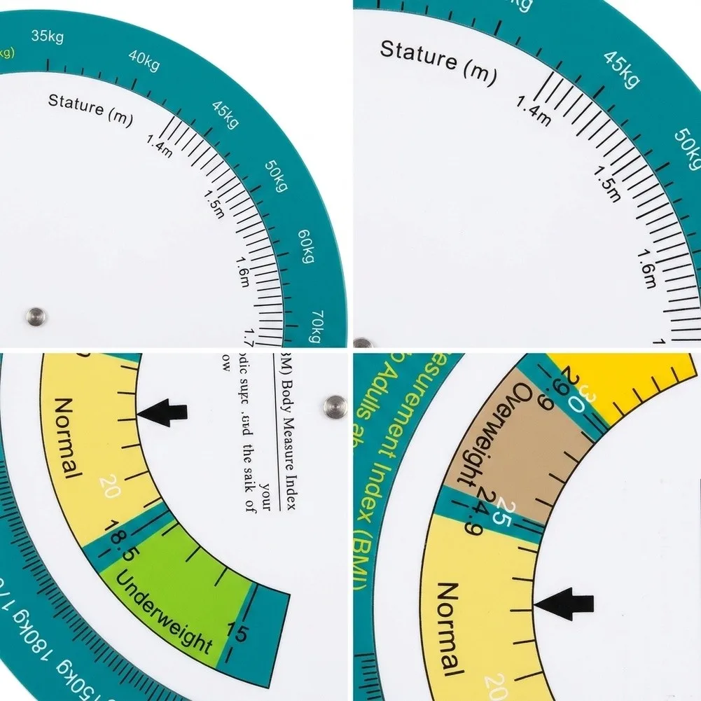 BMI Turntable Chart with For Dial Design for Body Mass Index Calculation Height Weight Reference Tool 15 cm 6 inch Paper