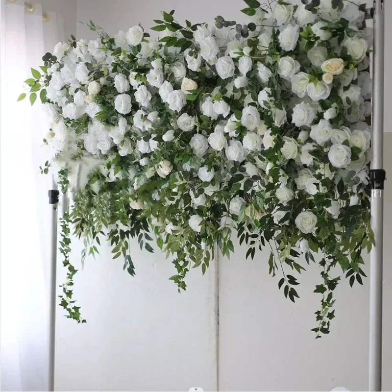 

New design High Quality Artificial Flower Table runner Flower Row wedding Decoration Flower Romantic Colors background wall