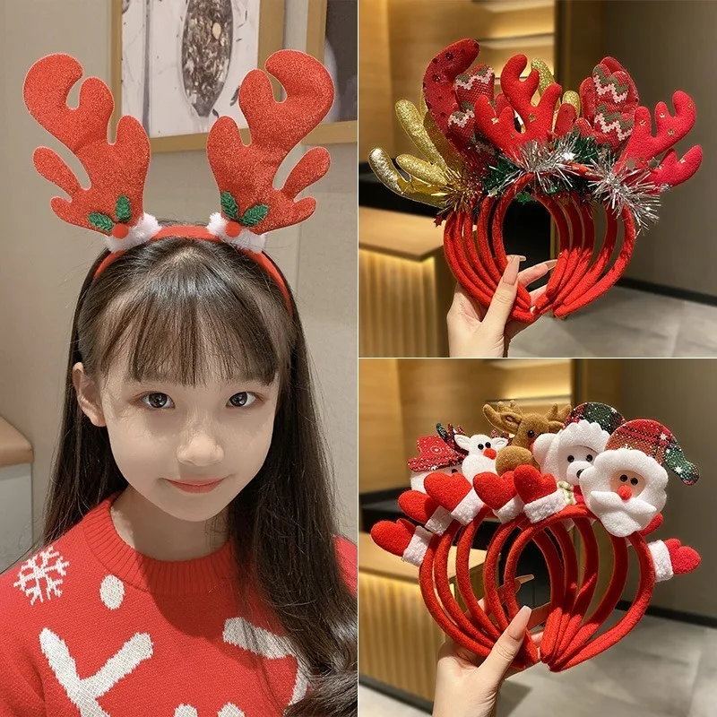 Autumn/Winter Christmas Headbands for Women Children Cute Cartoon Snowmen Santa Headbands Fashion Holiday Hair Accessories Gifts