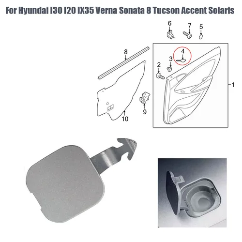 Imagen 2 del producto Piezas de manijas de puertas interiores de coche, cubierta de tornillo de manija Interior de puerta de coche para Hyundai I30 I20 IX35 Verna Sonata 8 Tucson Accent Solaris