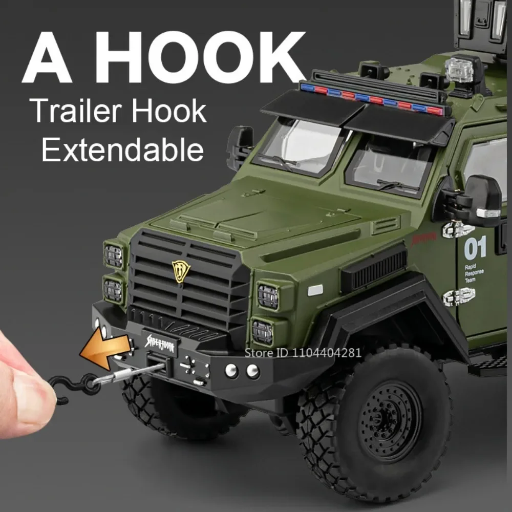 1:24 Sabertooth Alloy Model Toy Diecast Car Door Opened Sound Light Pull Back Front Wheel Steering Armored Cars Prezent urodzinowy