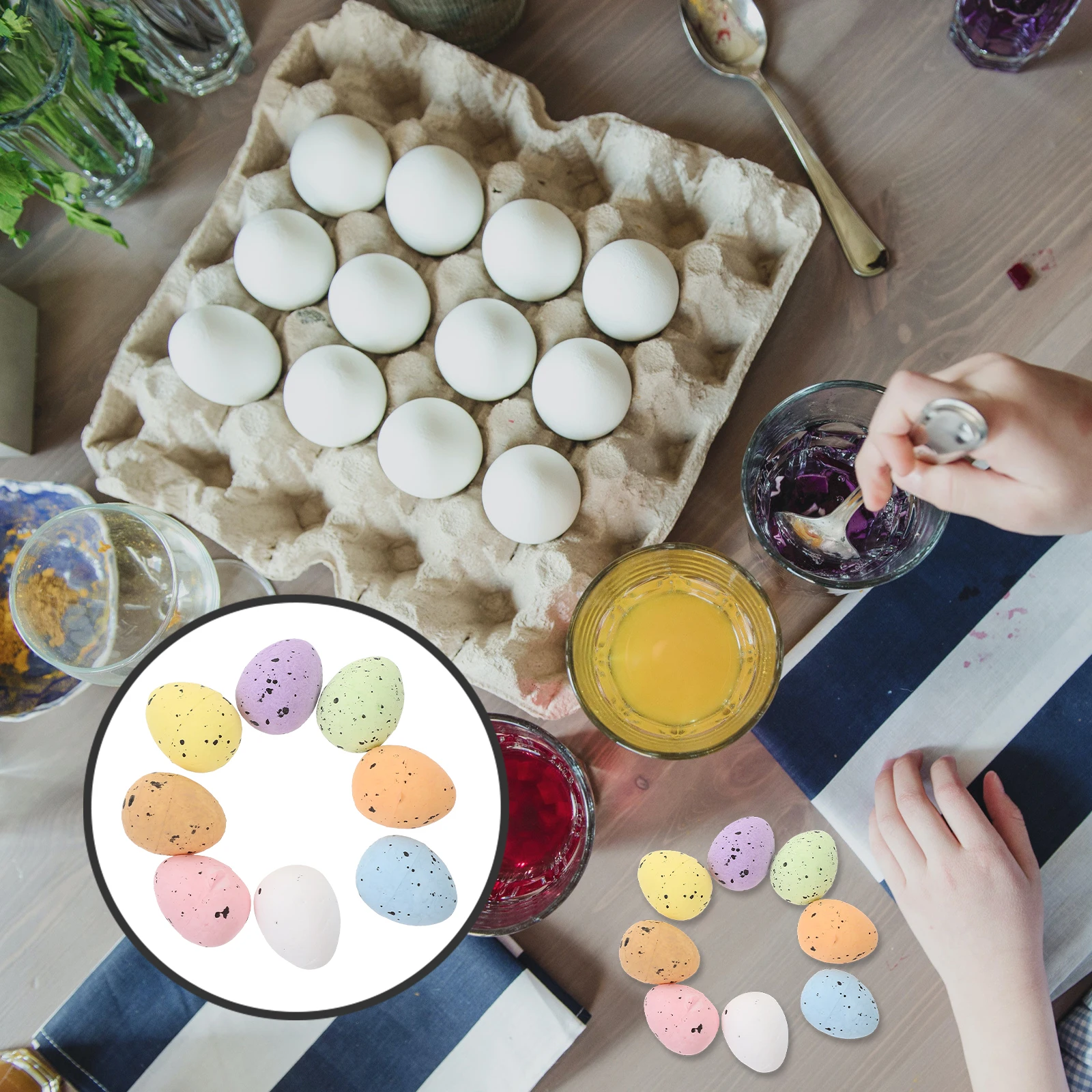 Décorations d'œufs en mousse, 100 pièces, 1 8cm, œufs de Simulation colorés, légers, bricolage, Mini faux œufs de pâques, accessoires Montessori