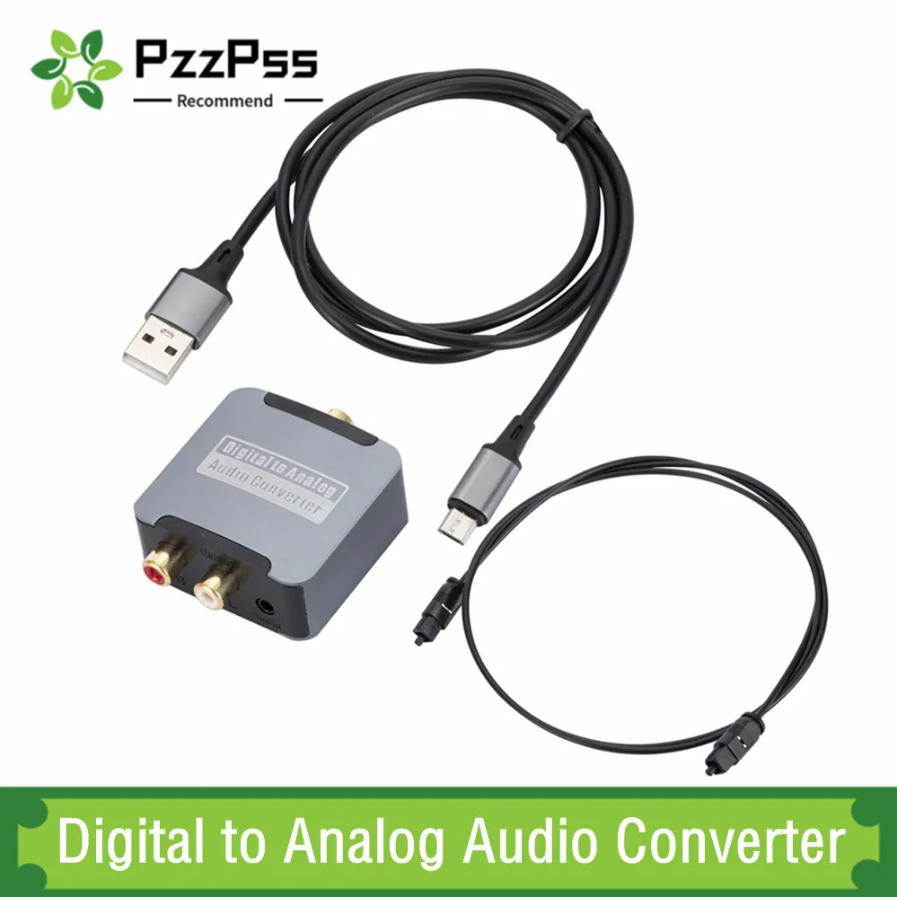 DAC Digital to Analog Audio Converter Optical SPDIF Toslink Coaxial Input to L/R RCA 3.5mm Jack Headphone Amplifier Output