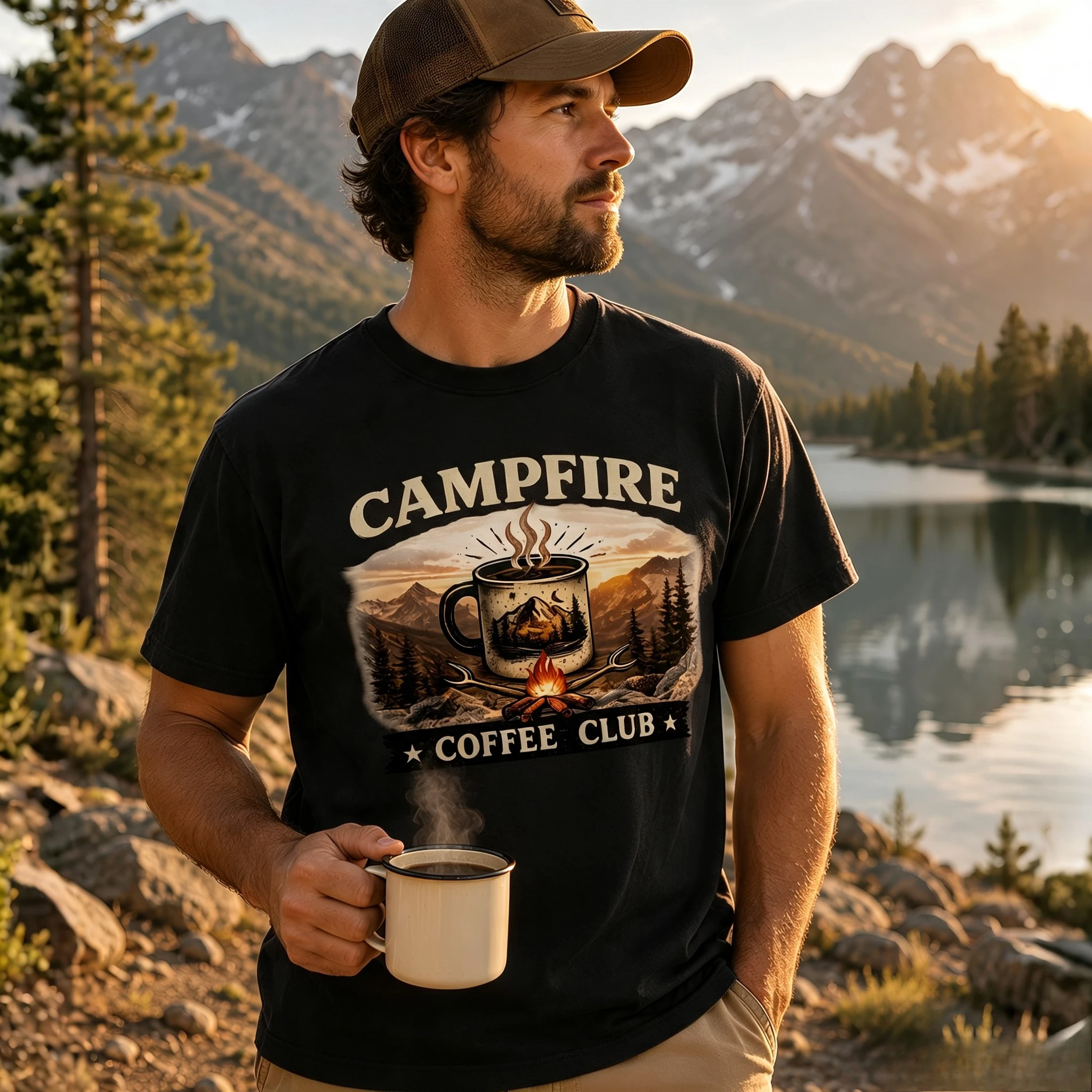 Outdoor Adventure Club - Campfire Coffee Club Shirt Comfort Colors