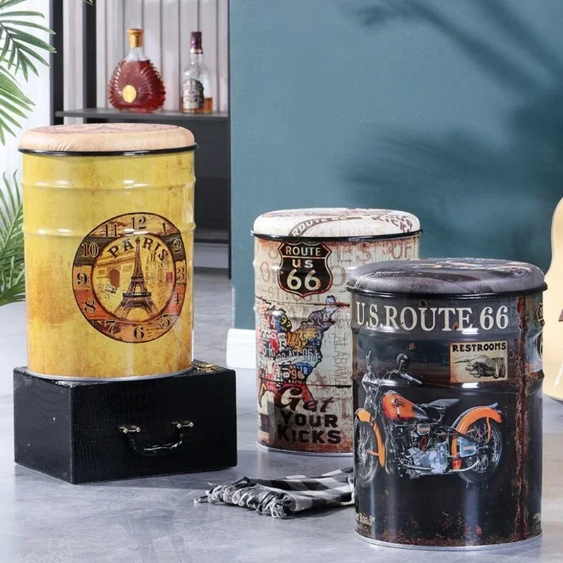 Tabouret de Rangement de Grande Capacité, Solide, Durable, Comptoir de Bar, en Fer, Créatif