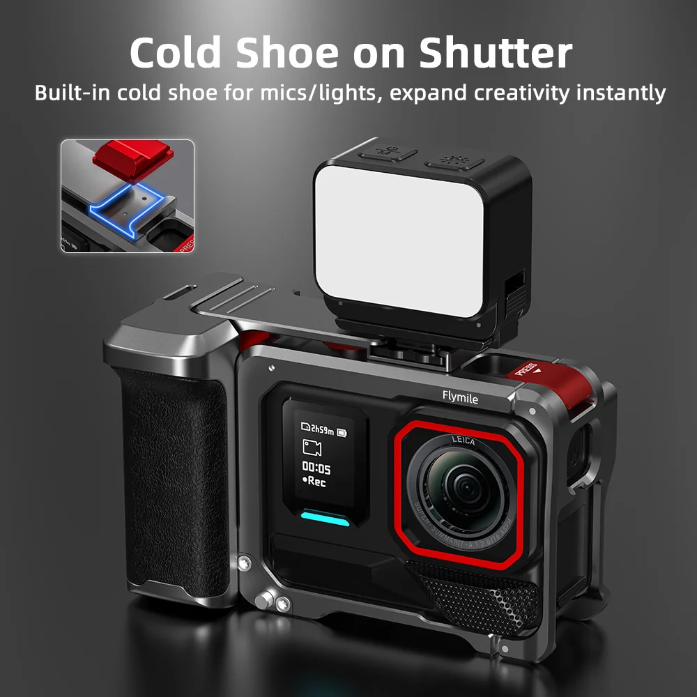 For Insta360 Ace Pro/2 Camera Grip Holder Portable Quick-Release Bracket Cage Grip Shutter Kit Hand Frame Aluminum Alloy Shell - Image 5