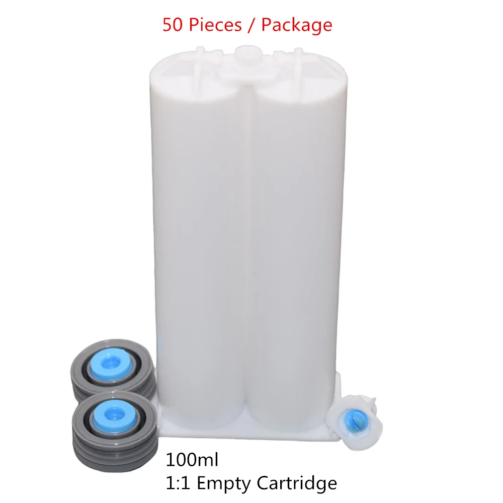 50pcs Empty AB Glue Tube 100ml 1:1 Adhesive Cartridges Set with Sealing Pistons for Caulking Gun Dispenser 100ml 1:1 AB Glue Gun