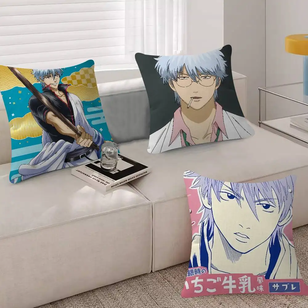 Anime Comic Funny G-Gintama Pillow Case Plush Fabric Soft Double Sided Print Sofa Cushion Cover Throw Pillow Covers