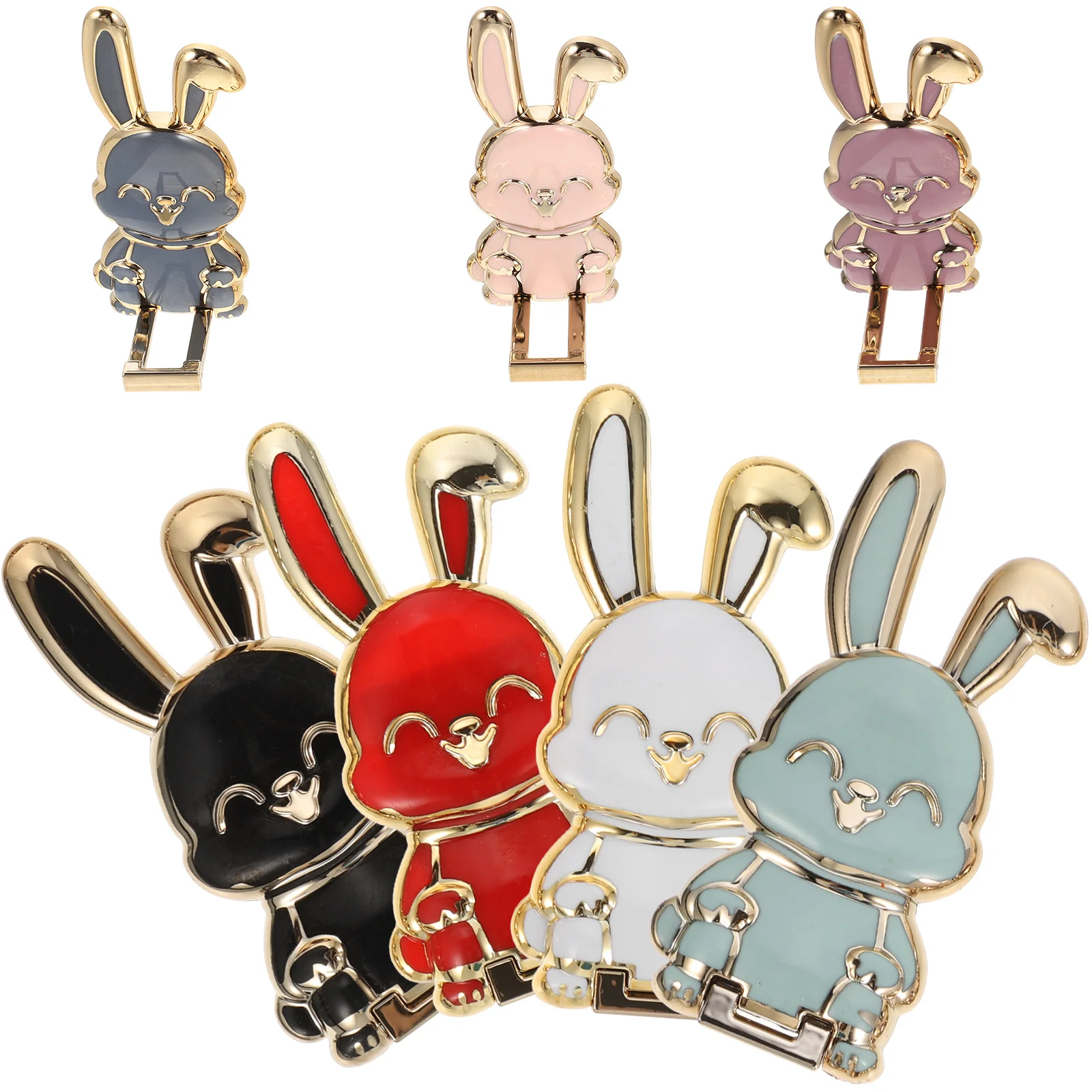 

7 Pcs Foldable Bunny Phone Bracket Rabbit Holder Telephone Compact Cell Tablet Cartoon Stand Plating Sticky