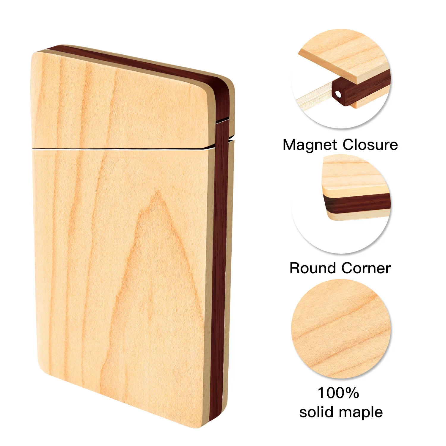 1pc porta carte di credito in legno piccola chiusura magnetica in legno portatile porta carte di credito porta biglietti da visita tasca portamonete