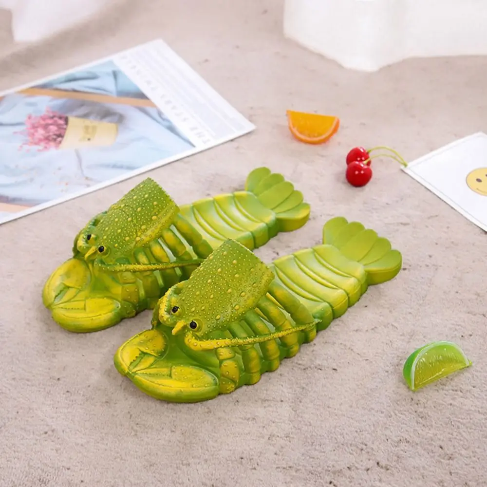 Pantofole casual antiscivolo con aragosta Divertenti sandali con diapositive in PVC Scarpe da spiaggia Scarpe con suola morbida Pantofole con gamberetti da bagno