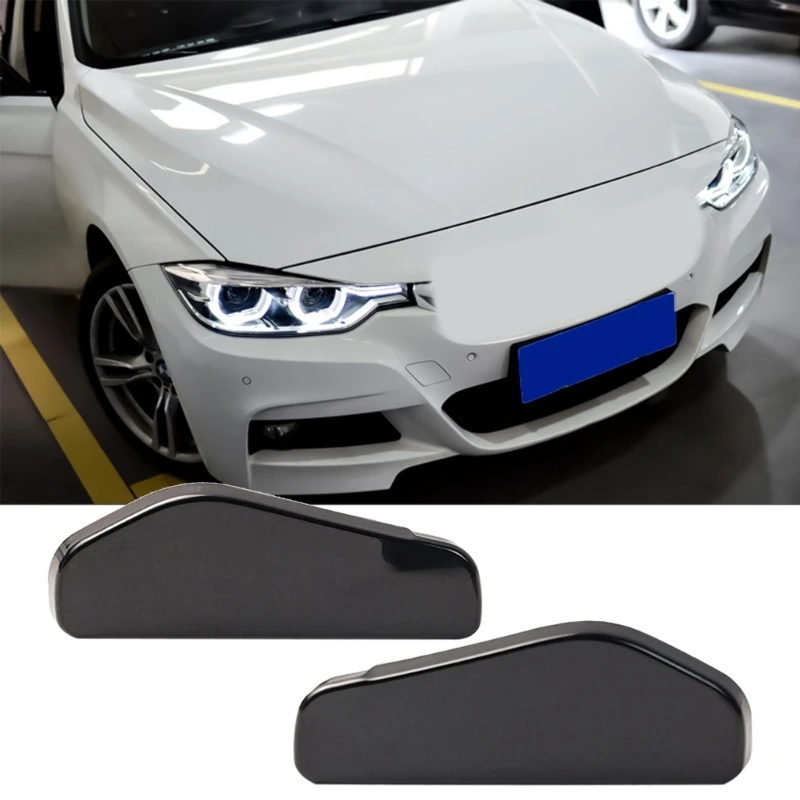 Front Bumper Headlight Washer Nozzle Cover Pair for Selected E46 Models, Black Left and Right Front Washer Covers D7YA