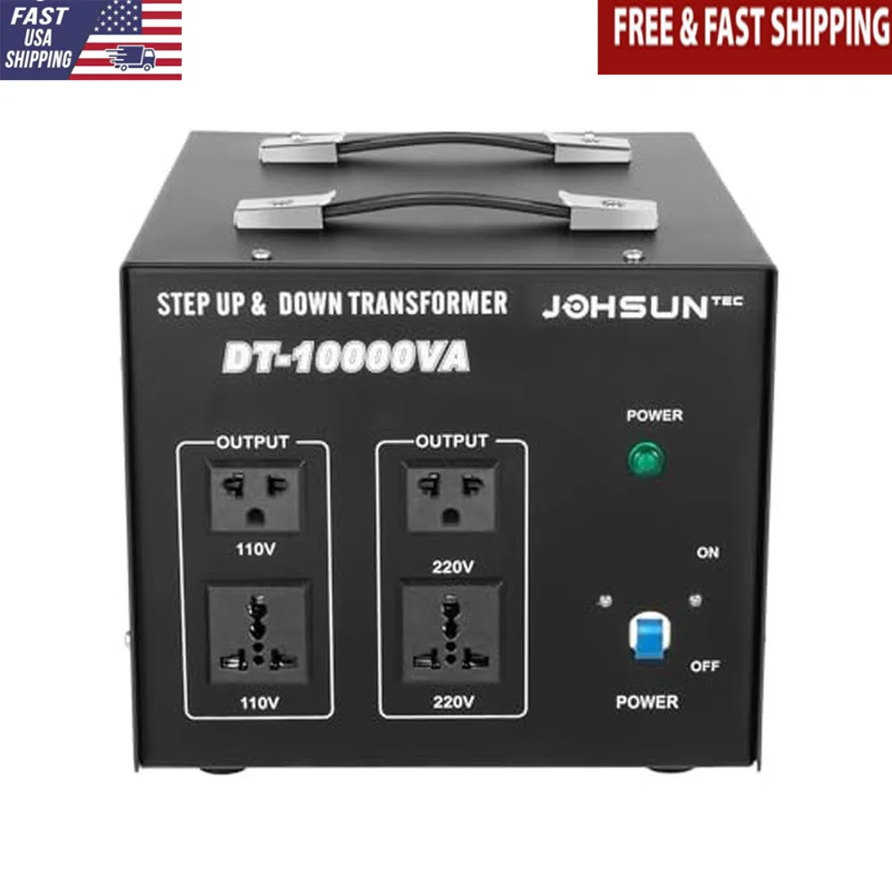 Voltage Converter Transformer Step Up Down Power Converter 10KW 220V-110V 110V-220V 4 Sockets Overload Protection Uniform Heat