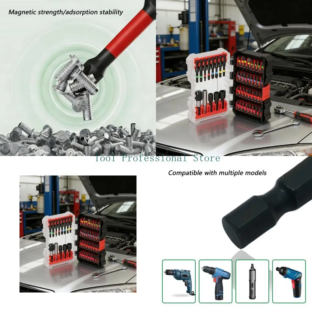 57QF Pack of 45 In 1 Magnetic Screwdriver Bit Set High Strength Resistance Great For Industrial Equipment And Household Use